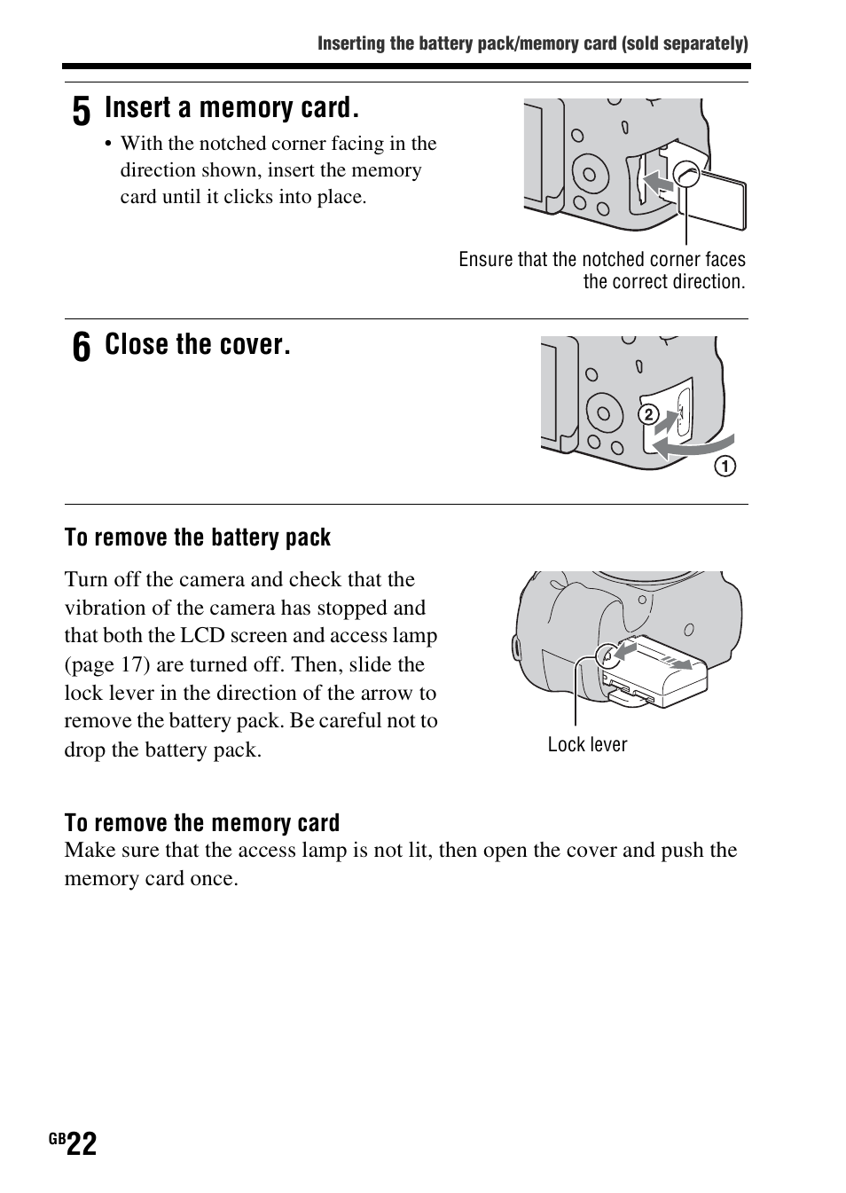 Close the cover | Sony SLT-A58 User Manual | Page 22 / 96