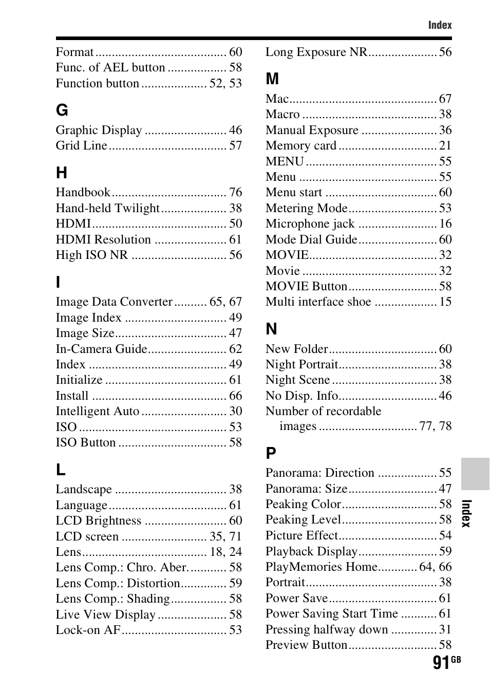 Sony SLT-A58 User Manual | Page 91 / 96