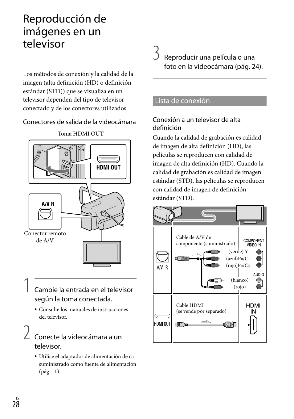 Reproducción de imágenes en un televisor | Sony HDR-CX130 User Manual | Page 100 / 143