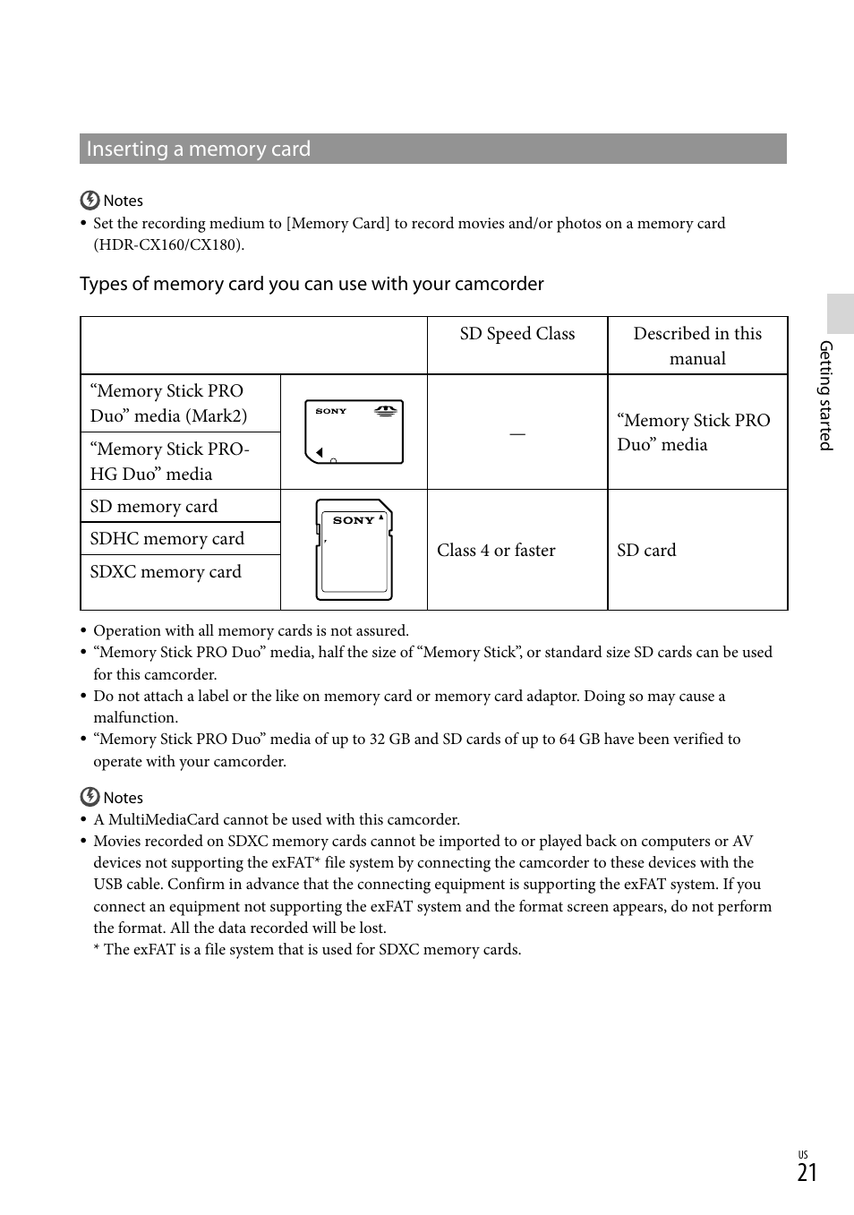E 21 f | Sony HDR-CX130 User Manual | Page 21 / 143