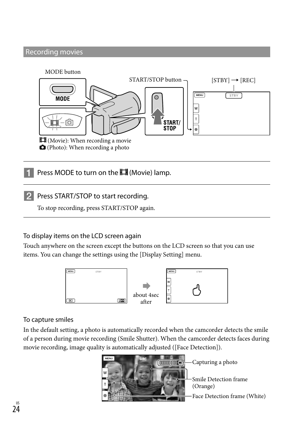 24), t | Sony HDR-CX130 User Manual | Page 24 / 143