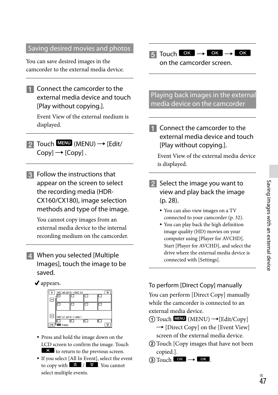 Sony HDR-CX130 User Manual | Page 47 / 143
