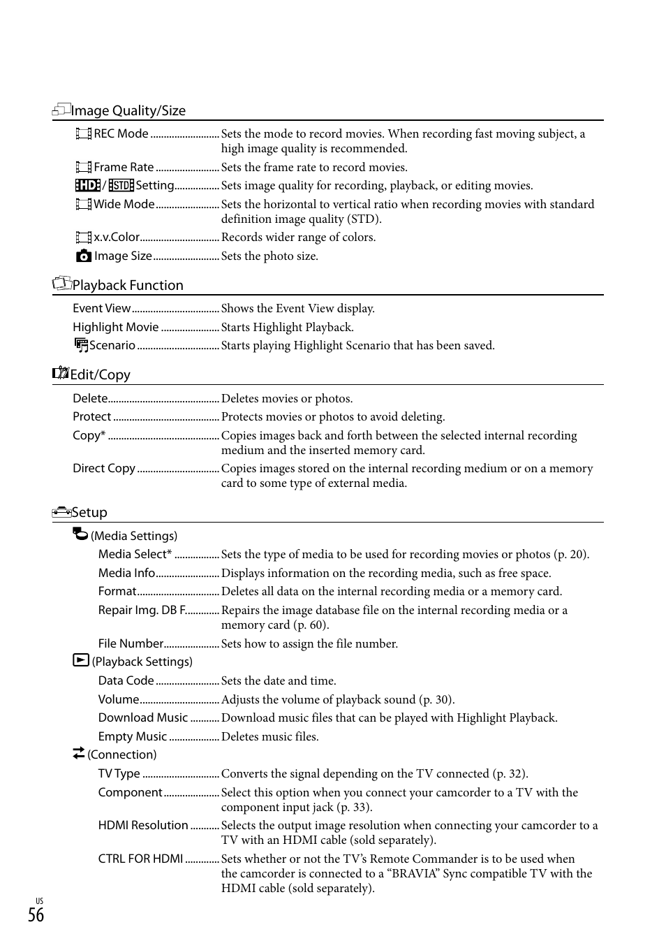 Sony HDR-CX130 User Manual | Page 56 / 143