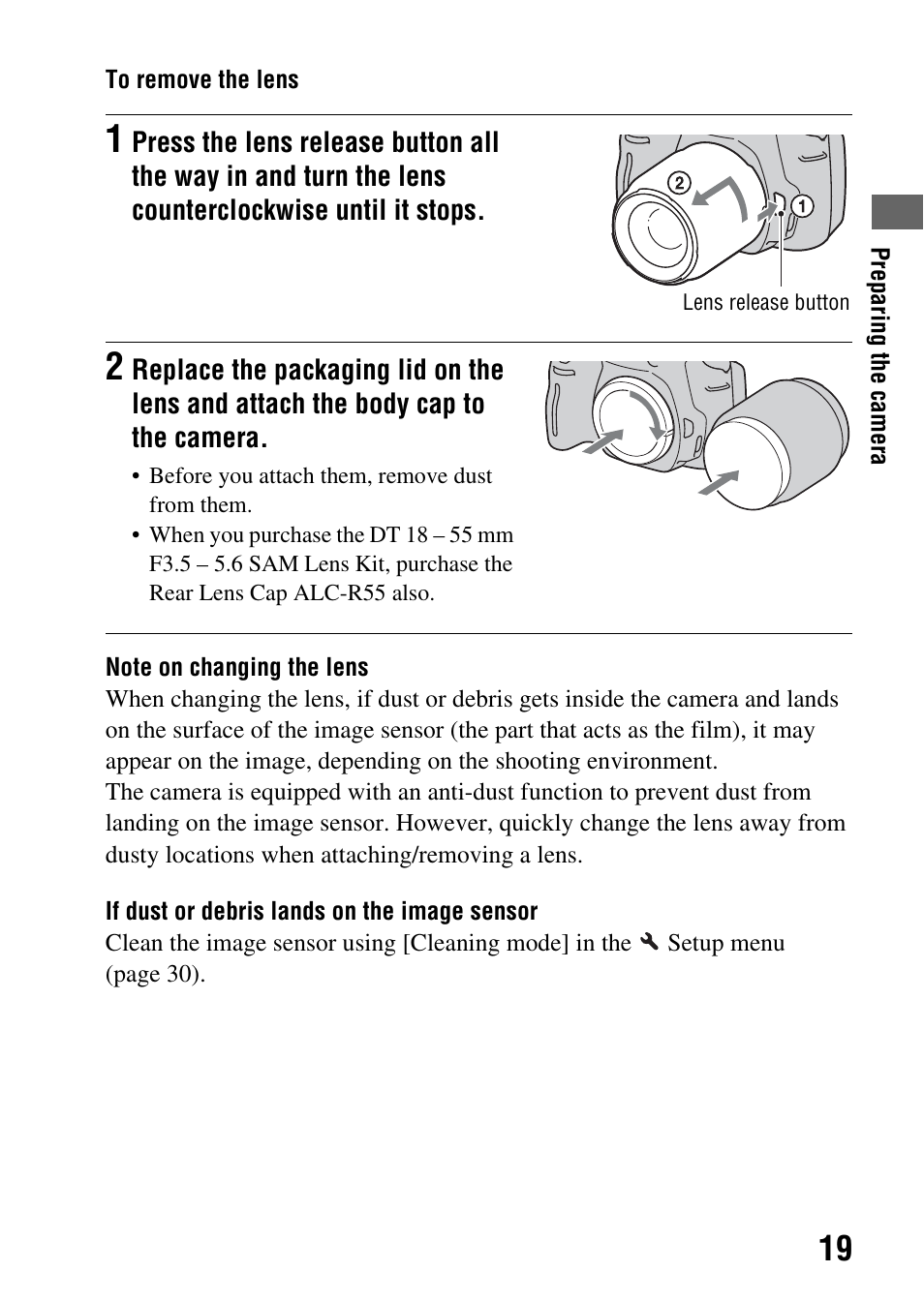 Sony DSLR-A290 User Manual | Page 19 / 162