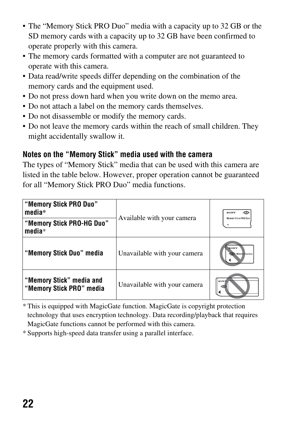 Sony DSLR-A290 User Manual | Page 22 / 162