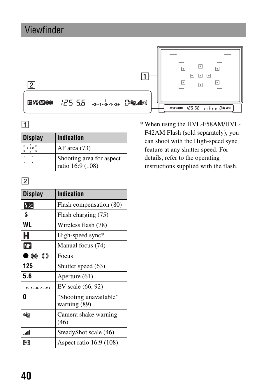 Viewfinder | Sony DSLR-A290 User Manual | Page 40 / 162