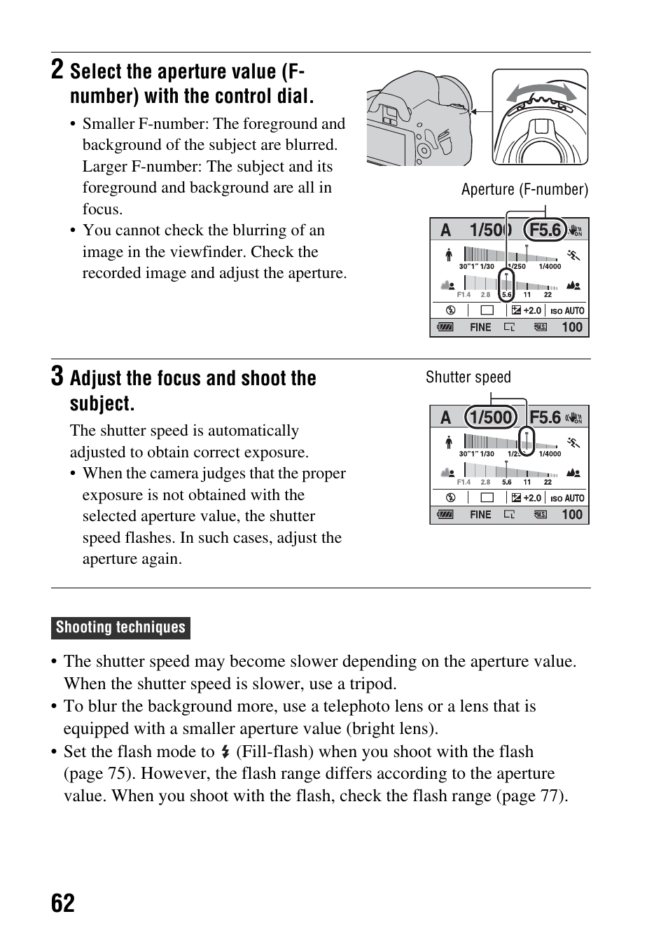 L dial (62 | Sony DSLR-A290 User Manual | Page 62 / 162