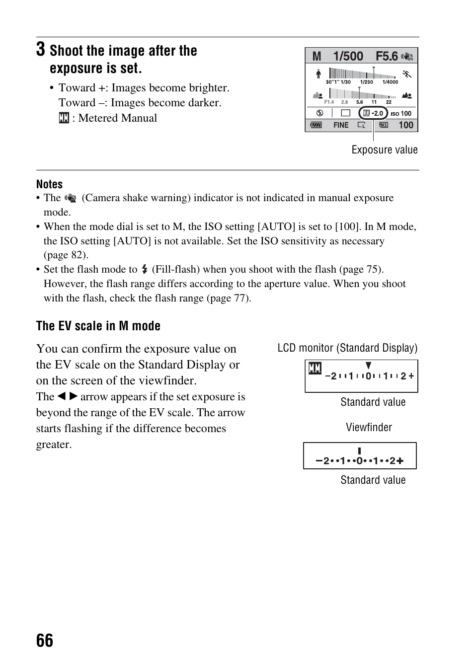 Shoot the image after the exposure is set | Sony DSLR-A290 User Manual | Page 66 / 162