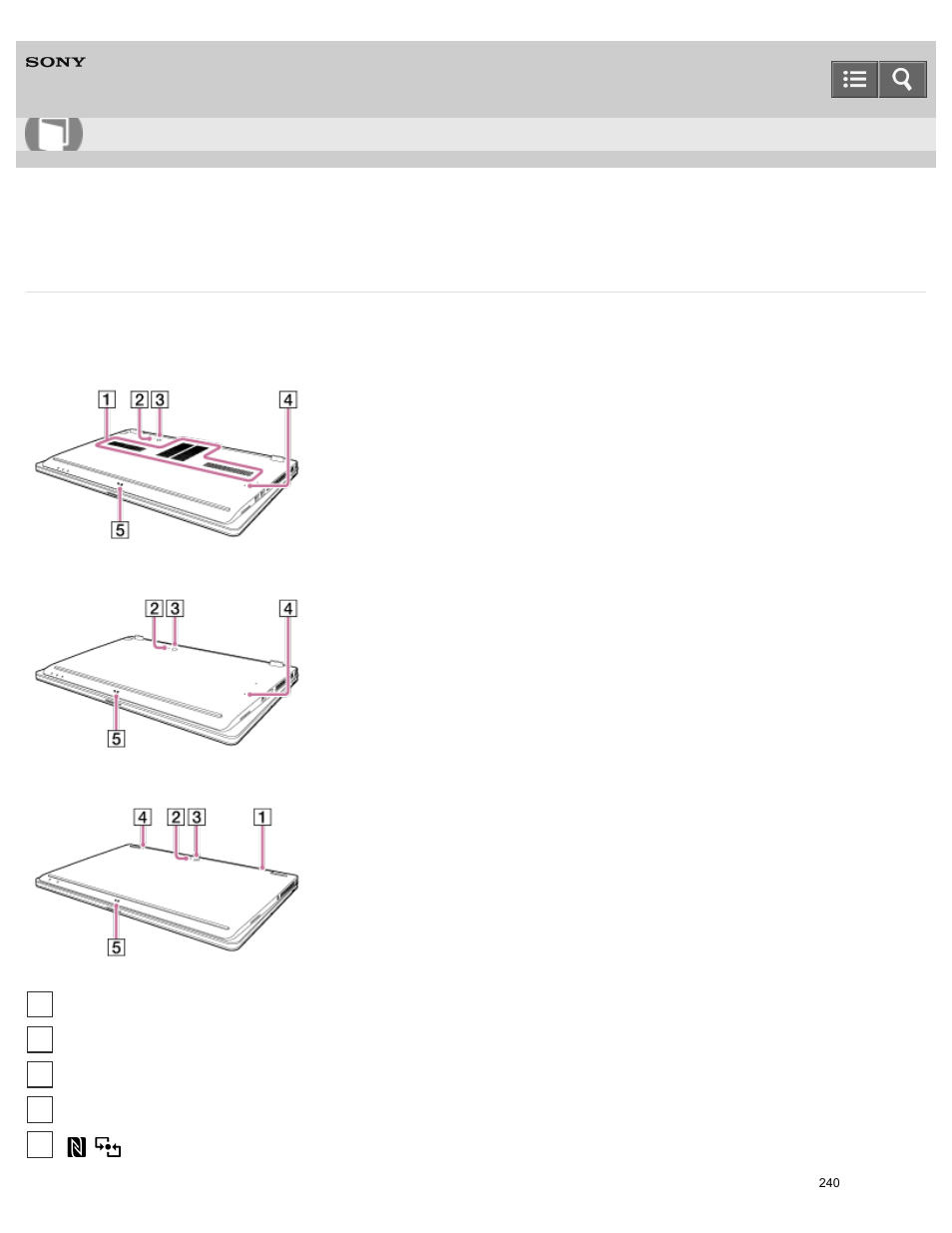 Parts and controls on the bottom, User guide | Sony SVF15N17CXS User Manual | Page 260 / 480