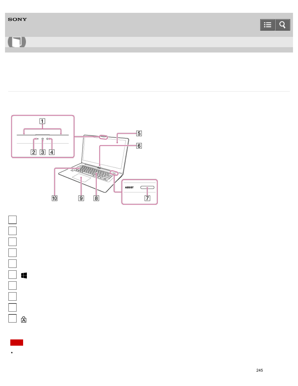 Parts and controls on the front, User guide | Sony SVF15N17CXS User Manual | Page 265 / 480