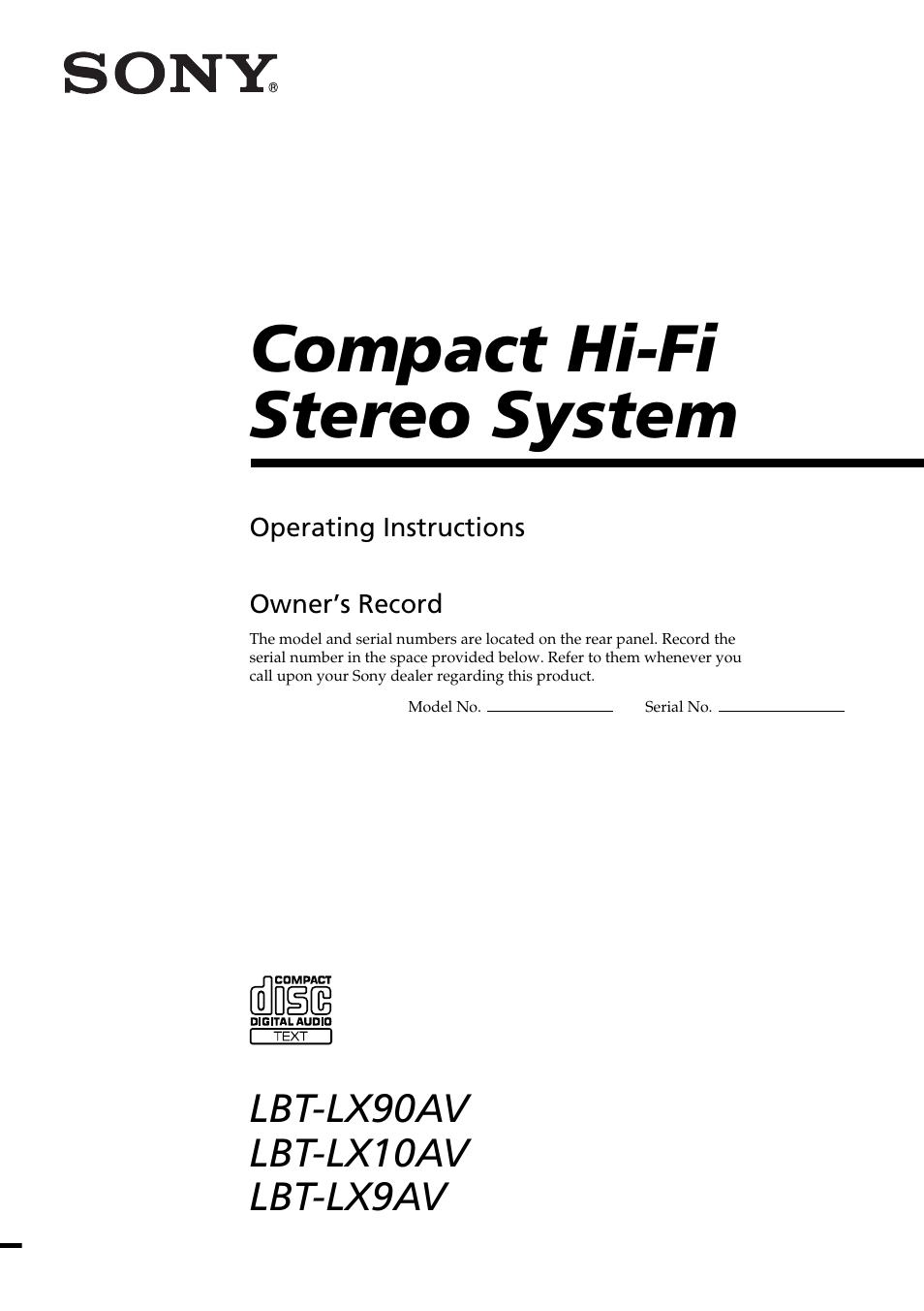 Sony HCD-LX90AV User Manual | 60 pages