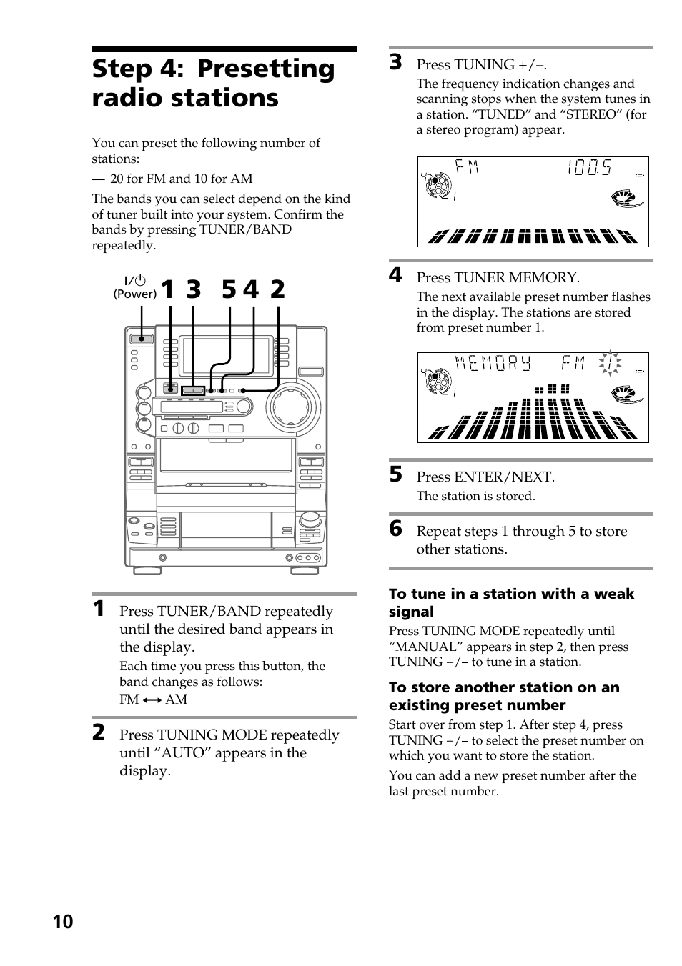 Step 4:presetting radio stations, Step 4: presetting radio stations | Sony HCD-LX90AV User Manual | Page 10 / 60
