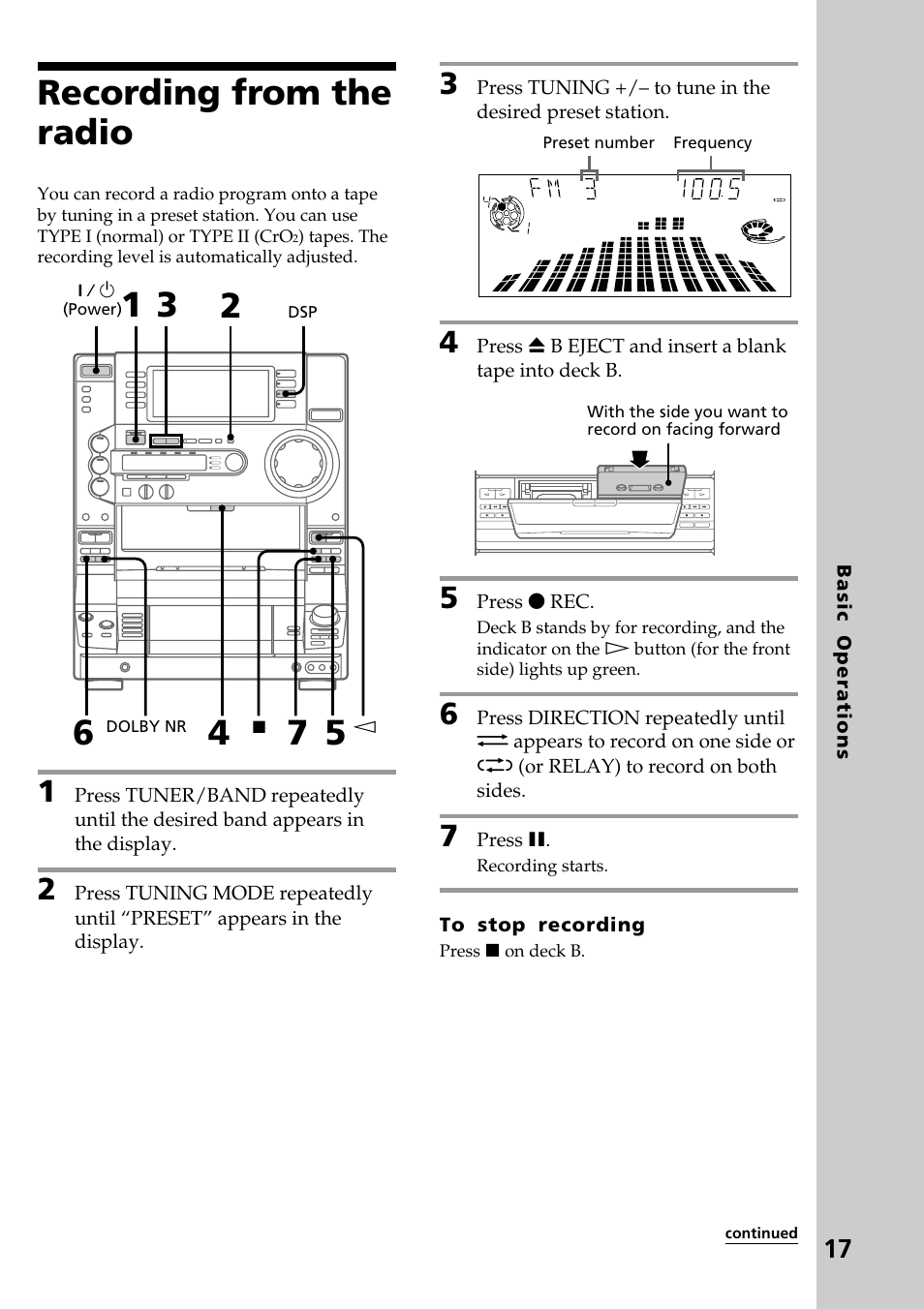 Recording from the radio | Sony HCD-LX90AV User Manual | Page 17 / 60