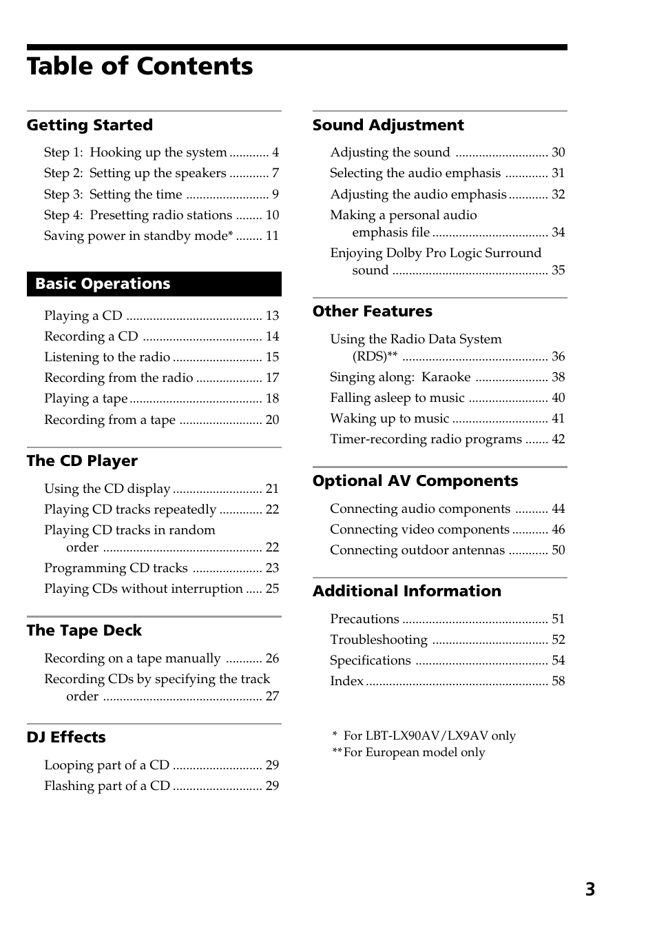 Sony HCD-LX90AV User Manual | Page 3 / 60