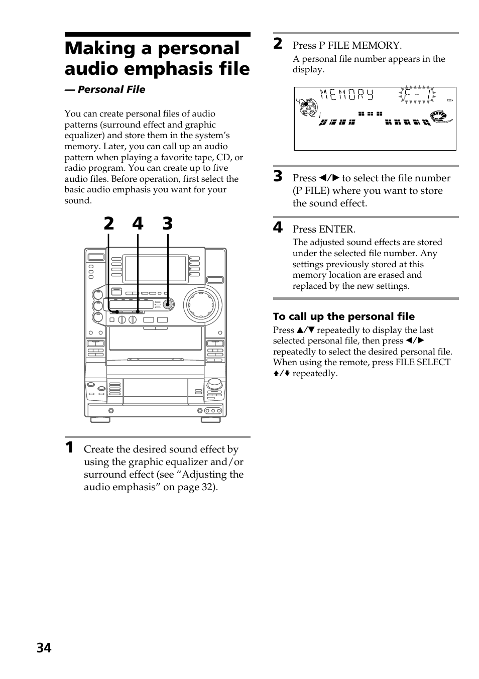 Making a personal audio emphasis file | Sony HCD-LX90AV User Manual | Page 34 / 60