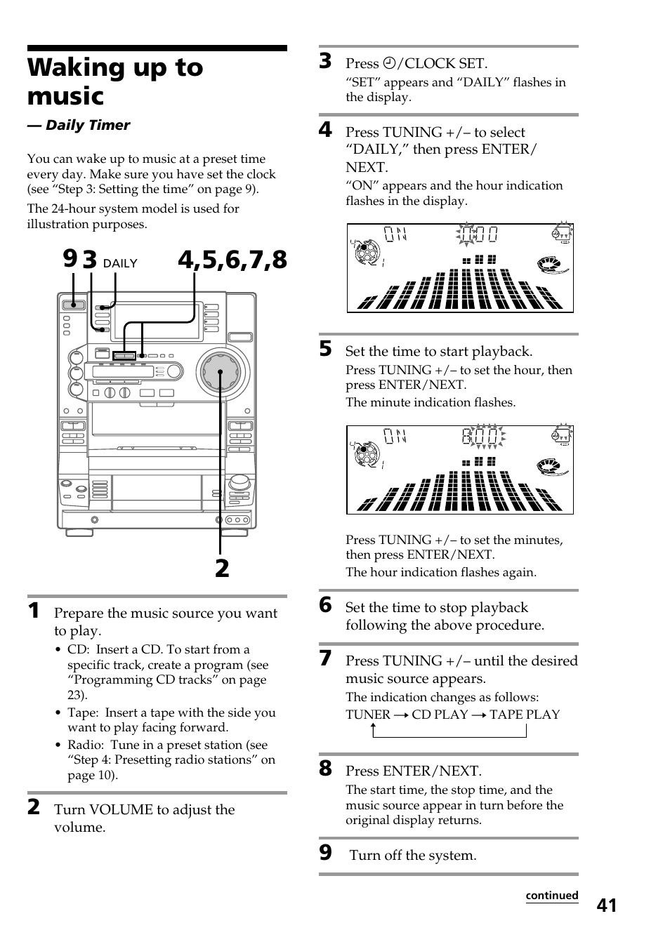 Waking up to music | Sony HCD-LX90AV User Manual | Page 41 / 60