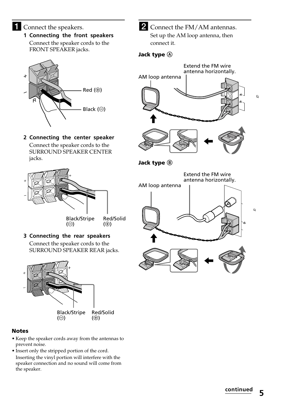 Connect the fm/am antennas, Connect the speakers | Sony HCD-LX90AV User Manual | Page 5 / 60