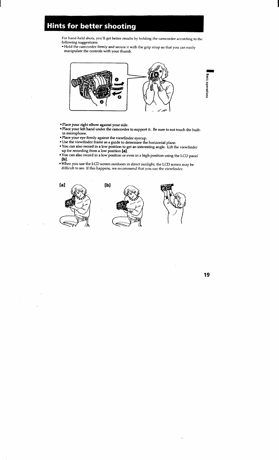 Hints for better shooting | Sony CCD-TRV615 User Manual | Page 19 / 89