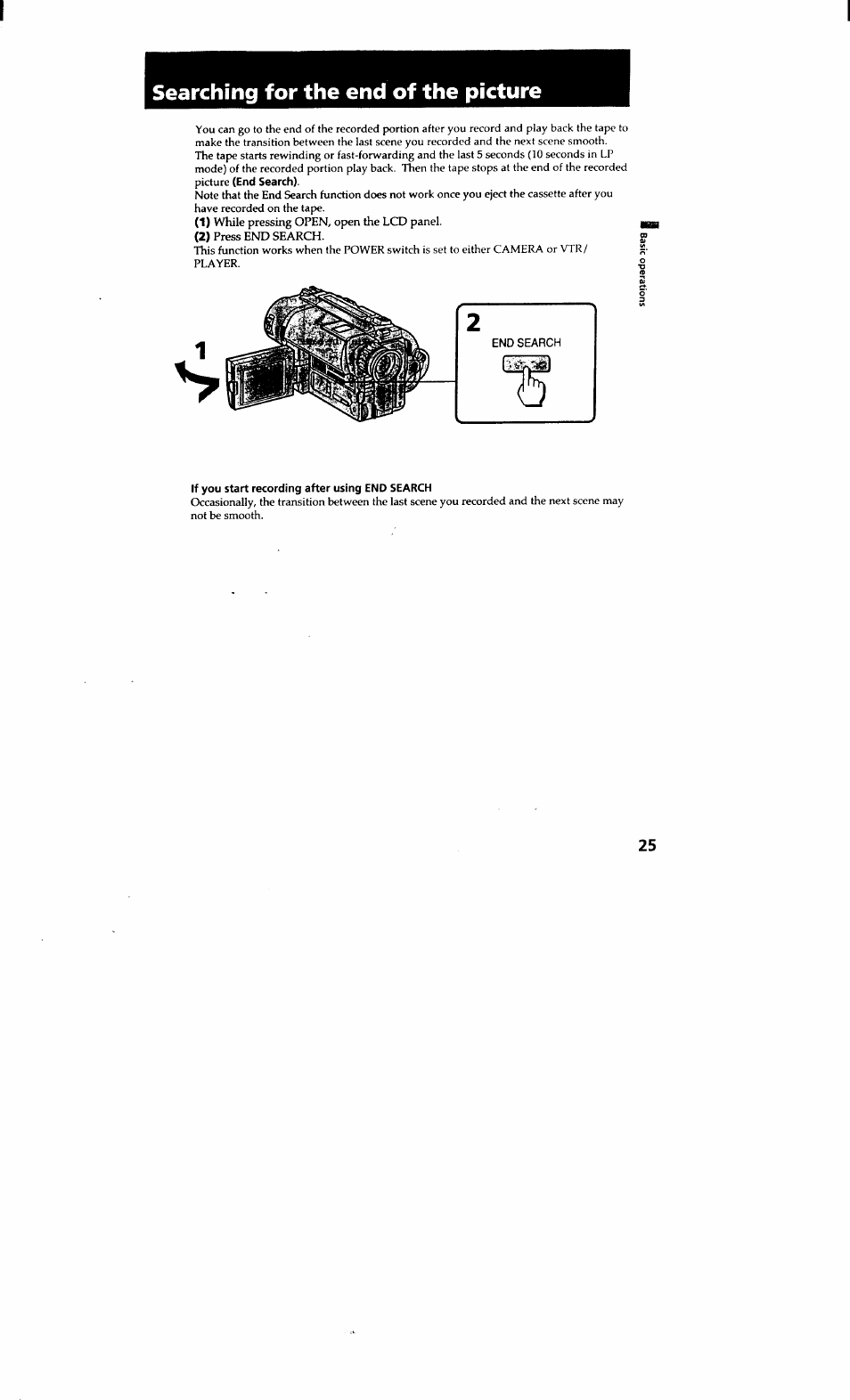 Searching for the end of the picture | Sony CCD-TRV615 User Manual | Page 25 / 89