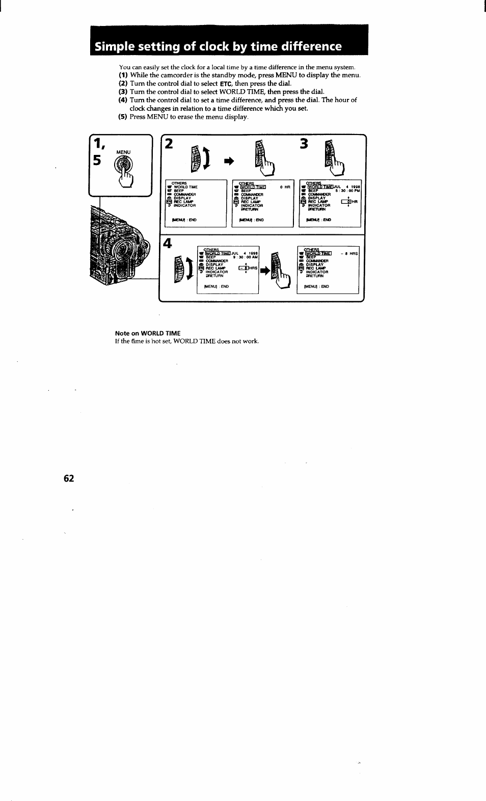 Simple setting of clock by time difference | Sony CCD-TRV615 User Manual | Page 62 / 89