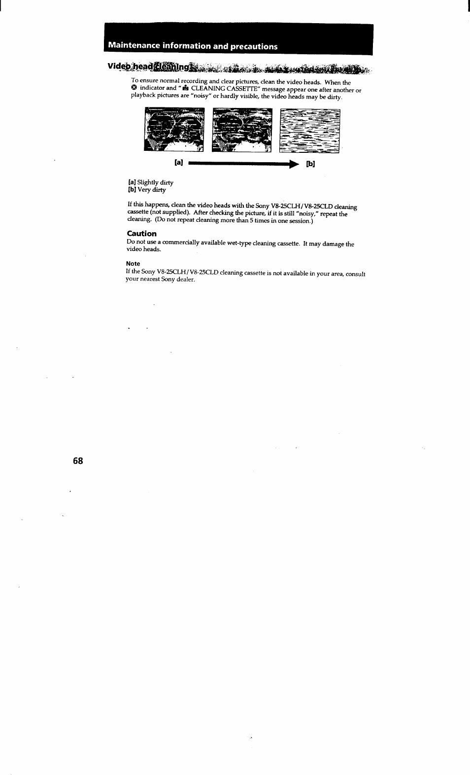 Caution, Maintenance information and precautions | Sony CCD-TRV615 User Manual | Page 68 / 89
