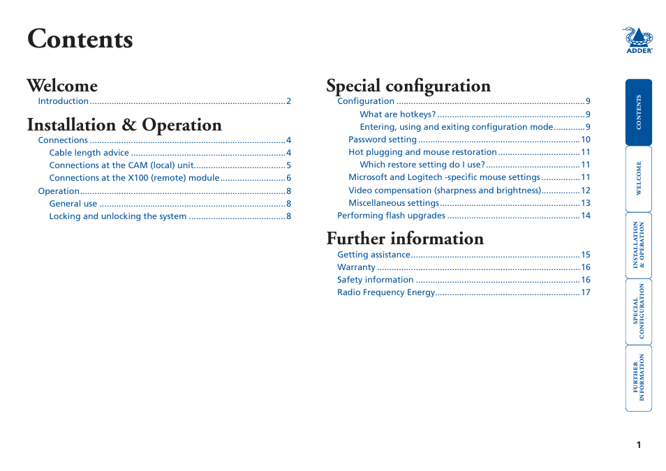 Adder Technology X100 User Manual | Page 2 / 19