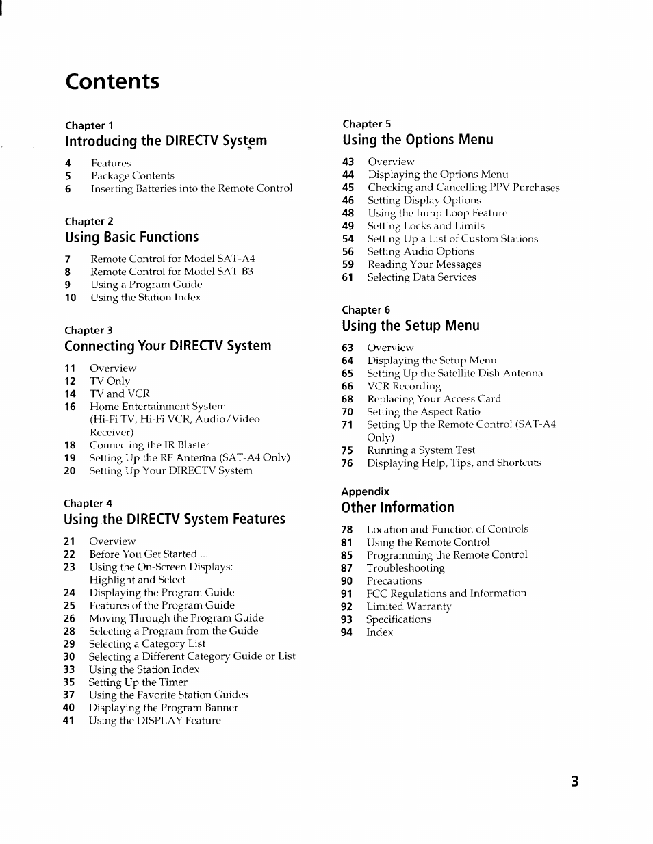 Sony SAT-A4 User Manual | Page 3 / 96