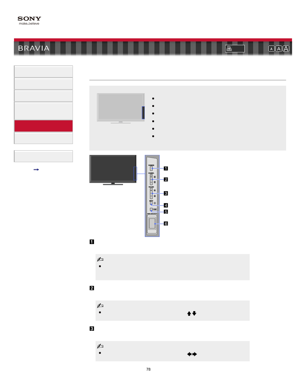 Right, Tv controls and indicators (right part) | Sony KDL-40HX800 User Manual | Page 78 / 144