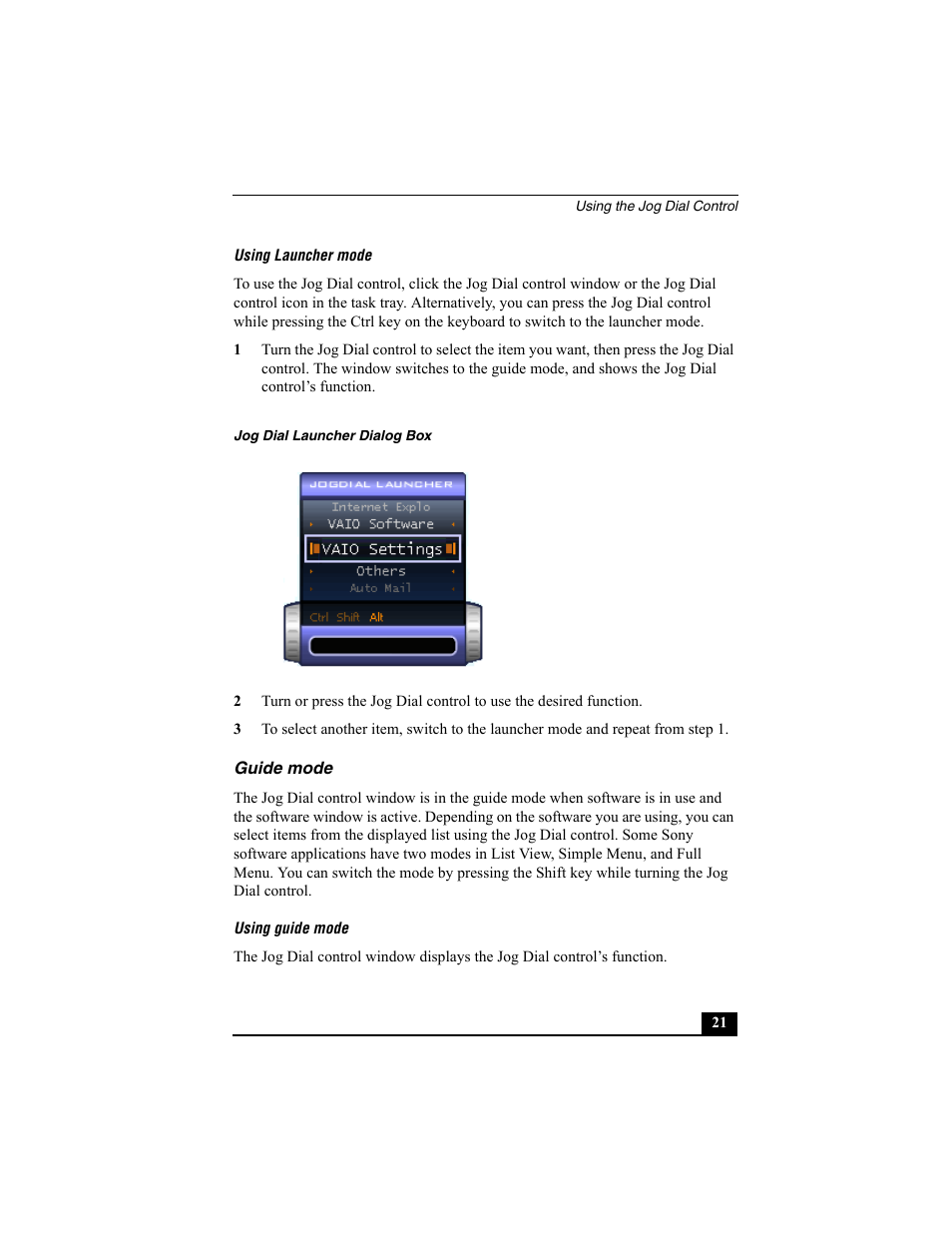 Guide mode | Sony PCG-SRX87 User Manual | Page 21 / 143