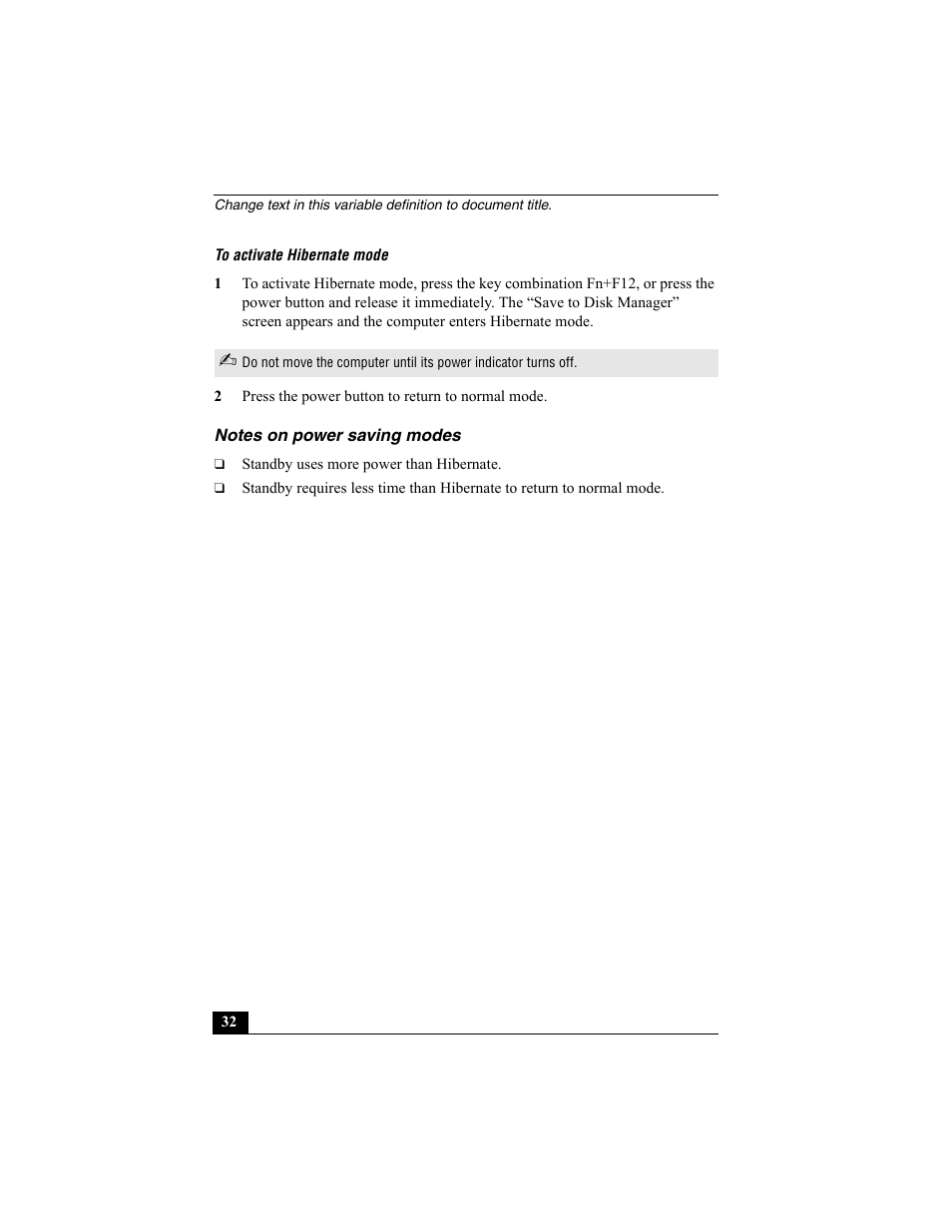 Notes on power saving modes | Sony PCG-SRX87 User Manual | Page 32 / 143