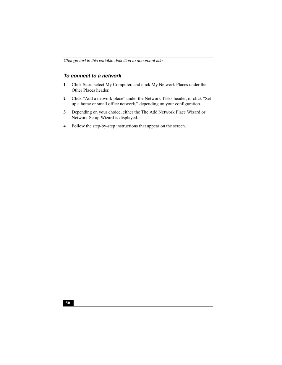 To connect to a network | Sony PCG-SRX87 User Manual | Page 36 / 143
