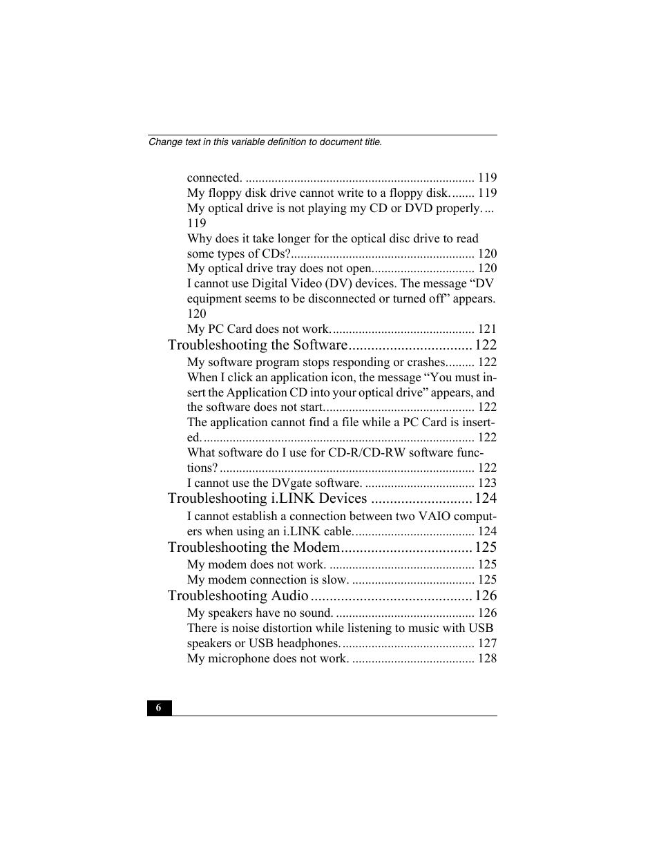 Sony PCG-SRX87 User Manual | Page 6 / 143