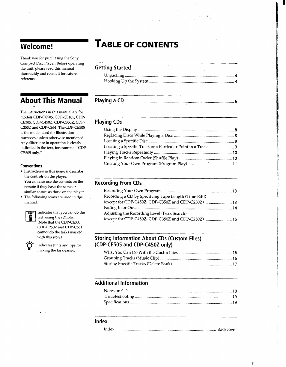 Sony CDP-CE405 User Manual | Page 3 / 20