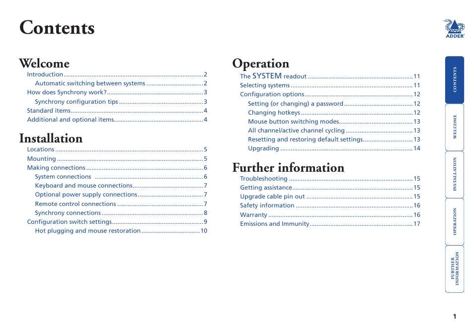 Adder Technology TS4 User Manual | Page 2 / 19