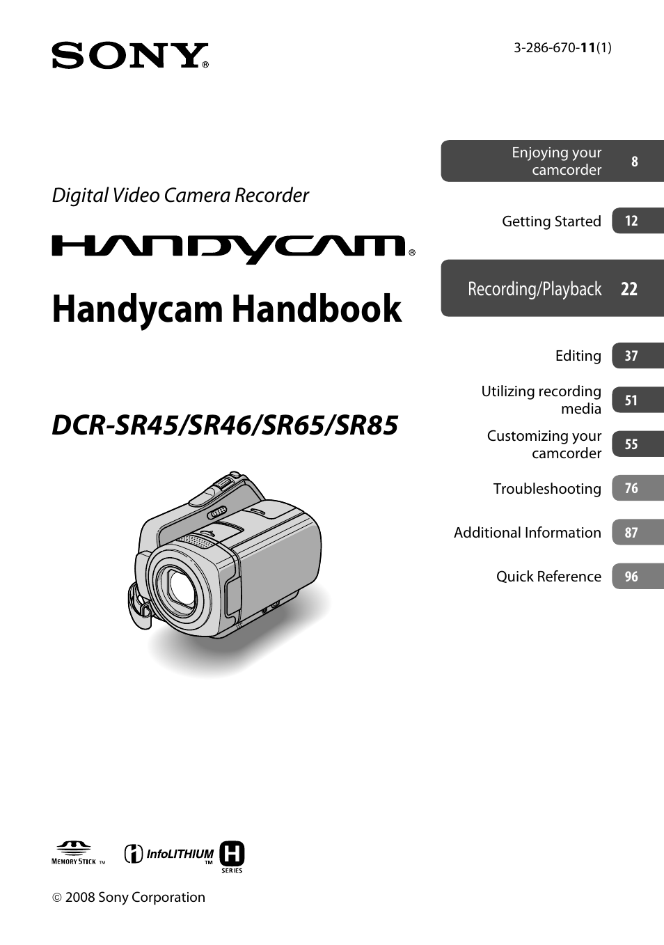 Sony DCR-SR46BDL User Manual | 108 pages