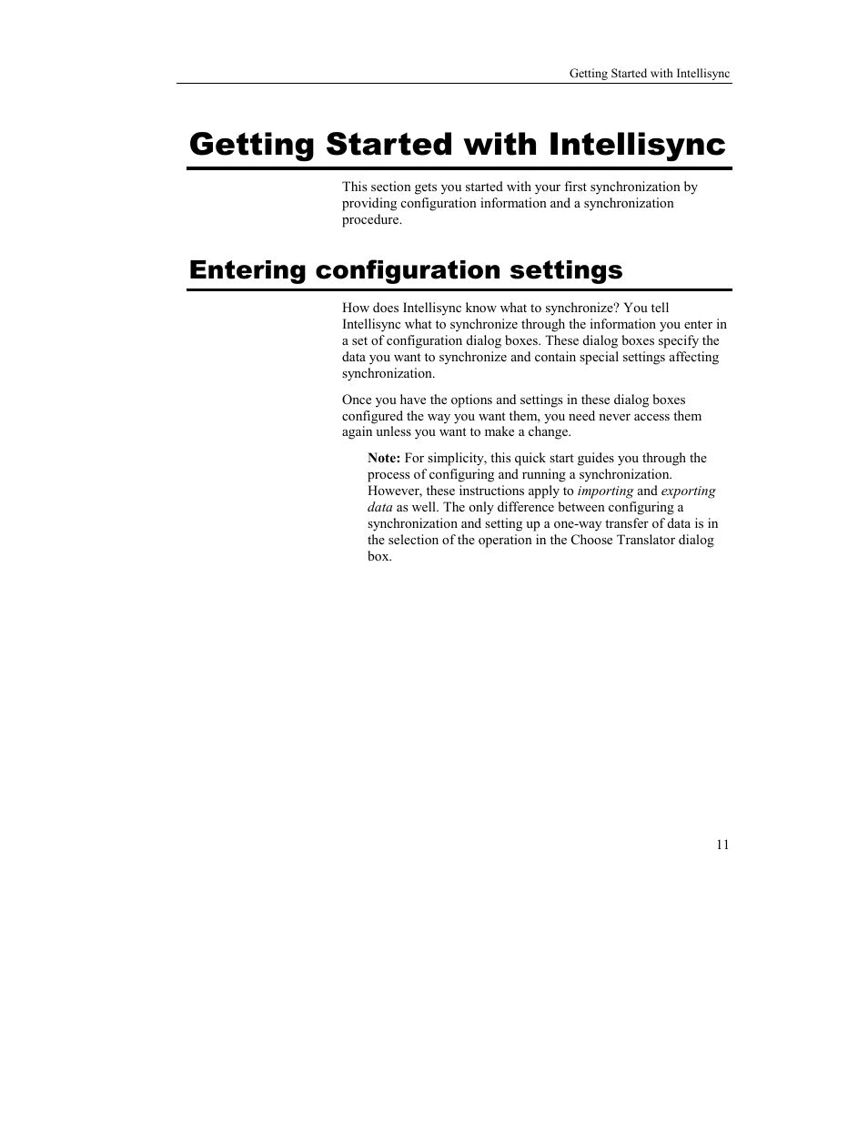 Getting started with intellisync, Entering configuration settings | Sony PEG-TJ37 User Manual | Page 11 / 16