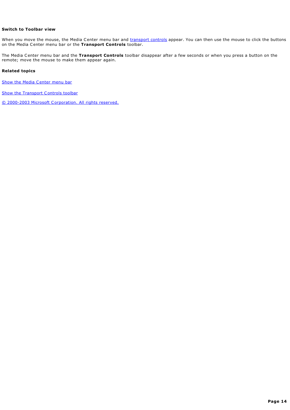 Switch to toolbar view | Sony PCV-RZ45G User Manual | Page 14 / 459