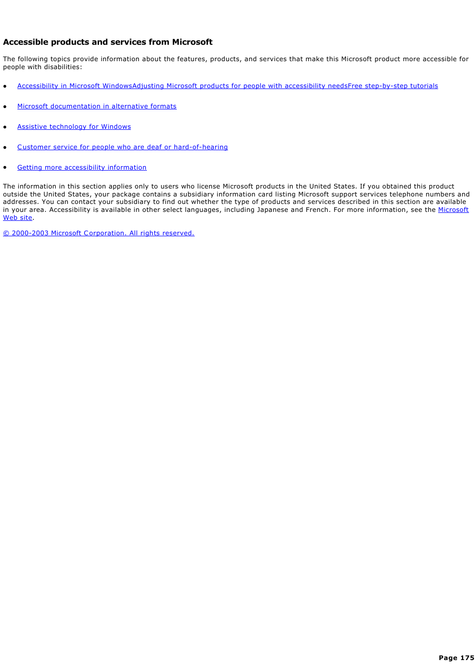 Accessible products and services from microsoft | Sony PCV-RZ45G User Manual | Page 175 / 459