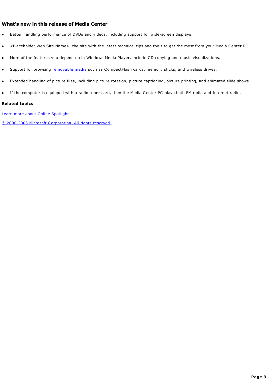 What's new in this release of media center | Sony PCV-RZ45G User Manual | Page 3 / 459