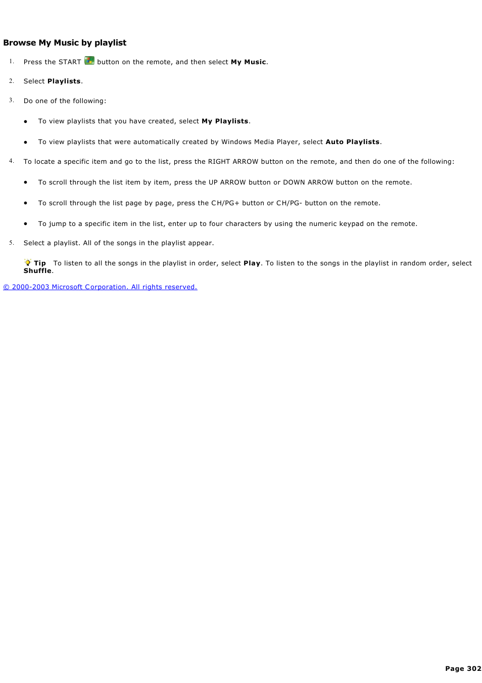 Browse my music by playlist | Sony PCV-RZ45G User Manual | Page 302 / 459