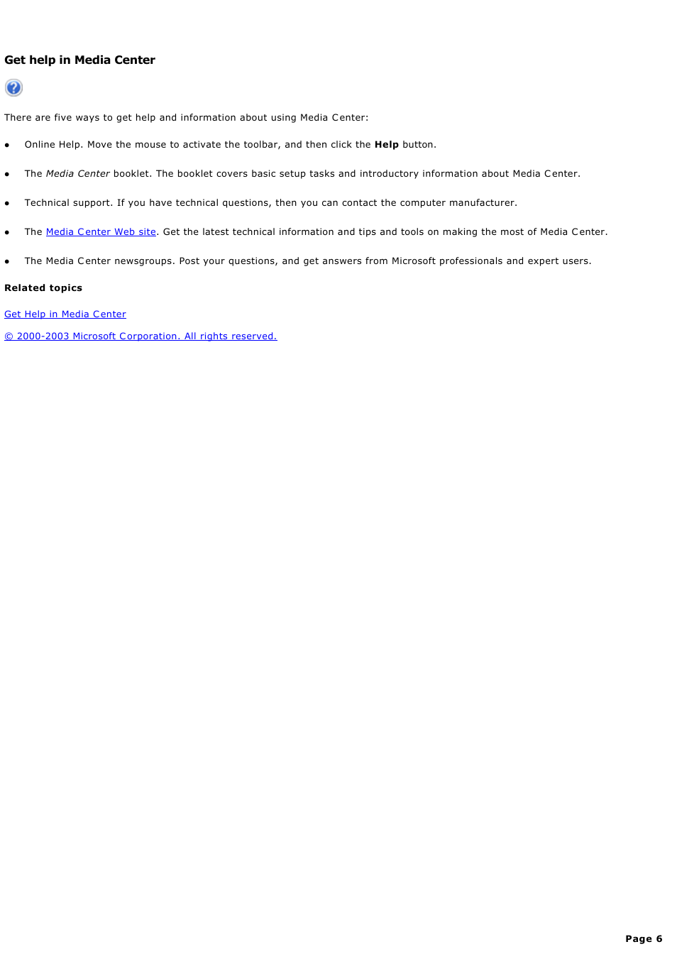 Get help in media center, Get help in media c enter | Sony PCV-RZ45G User Manual | Page 6 / 459