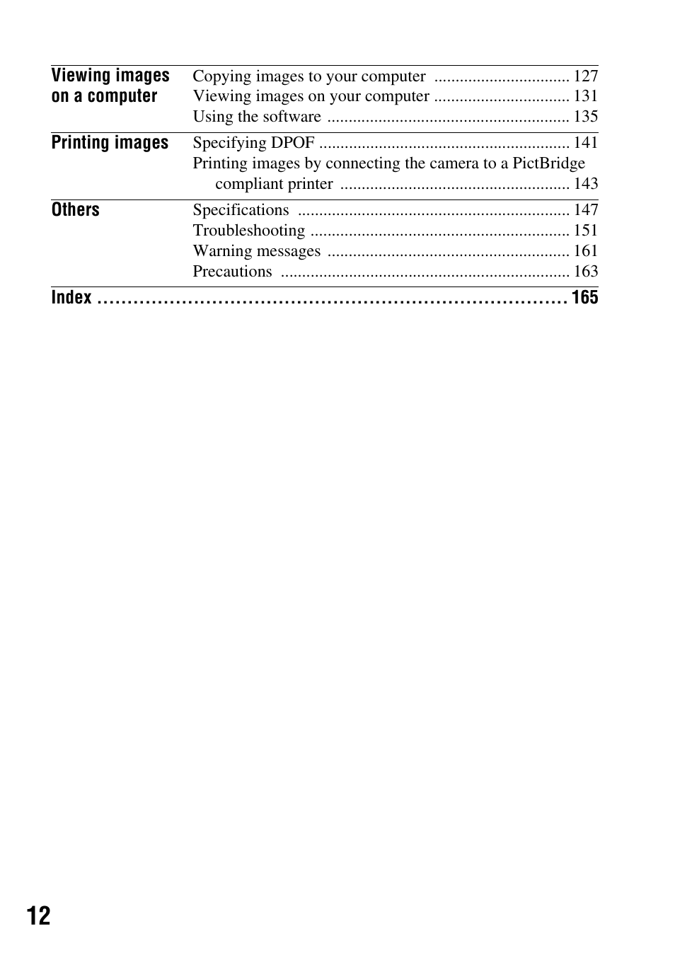 Sony DSLR-A350 User Manual | Page 12 / 167