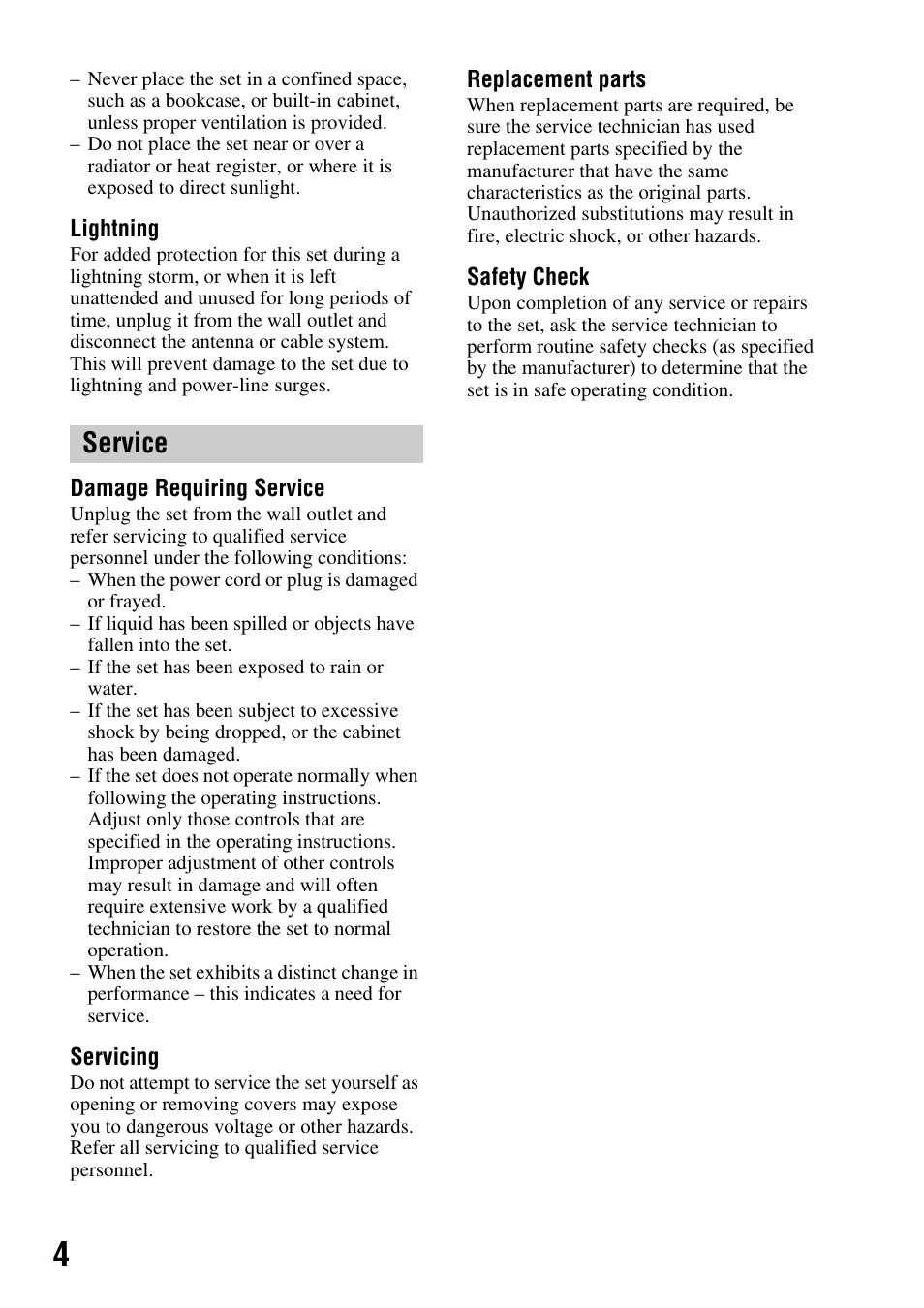 Service | Sony DSLR-A350 User Manual | Page 4 / 167