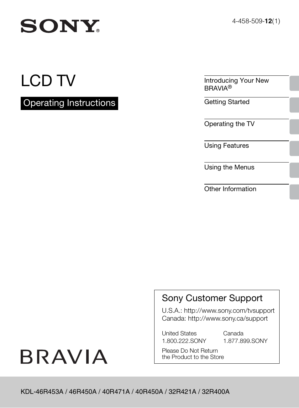 Sony KDL-40R450A User Manual | 68 pages