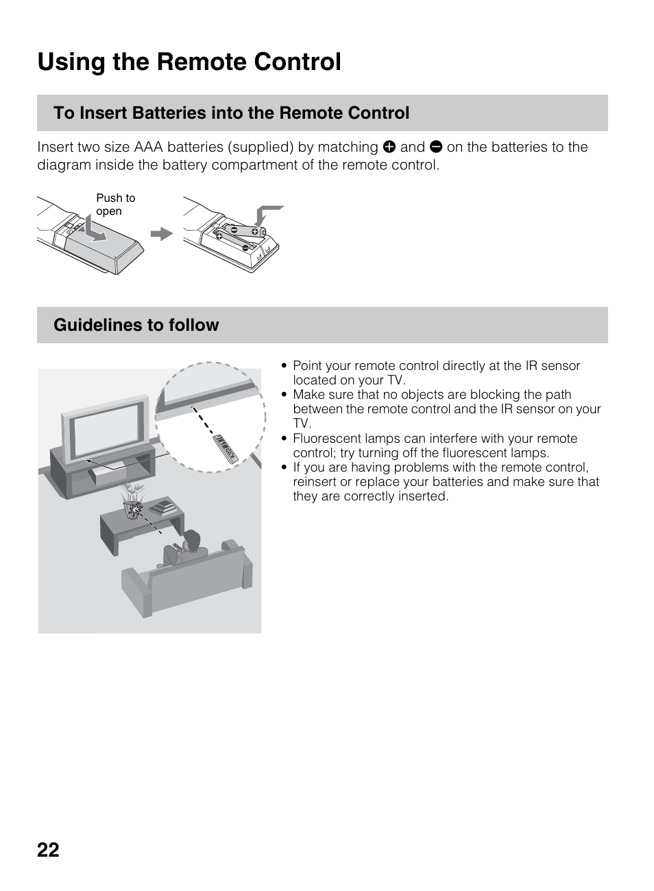Operating the tv, Using the remote control | Sony KDL-40R450A User Manual | Page 22 / 68