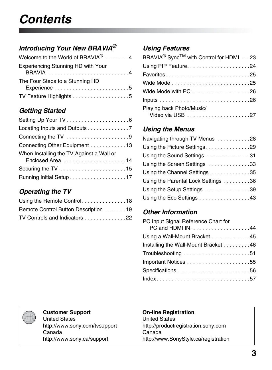 Sony KDL-55BX520 User Manual | Page 3 / 60