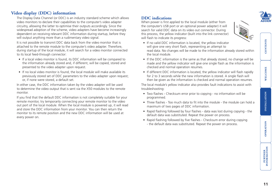 Video display (ddc) information, Video.display.(ddc).information | Adder Technology X50 User Manual | Page 12 / 18