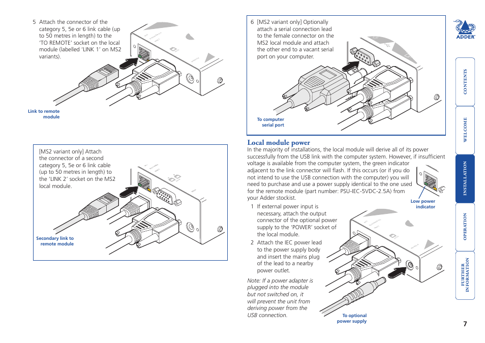 Local module power, Local.module.power | Adder Technology X50 User Manual | Page 8 / 18