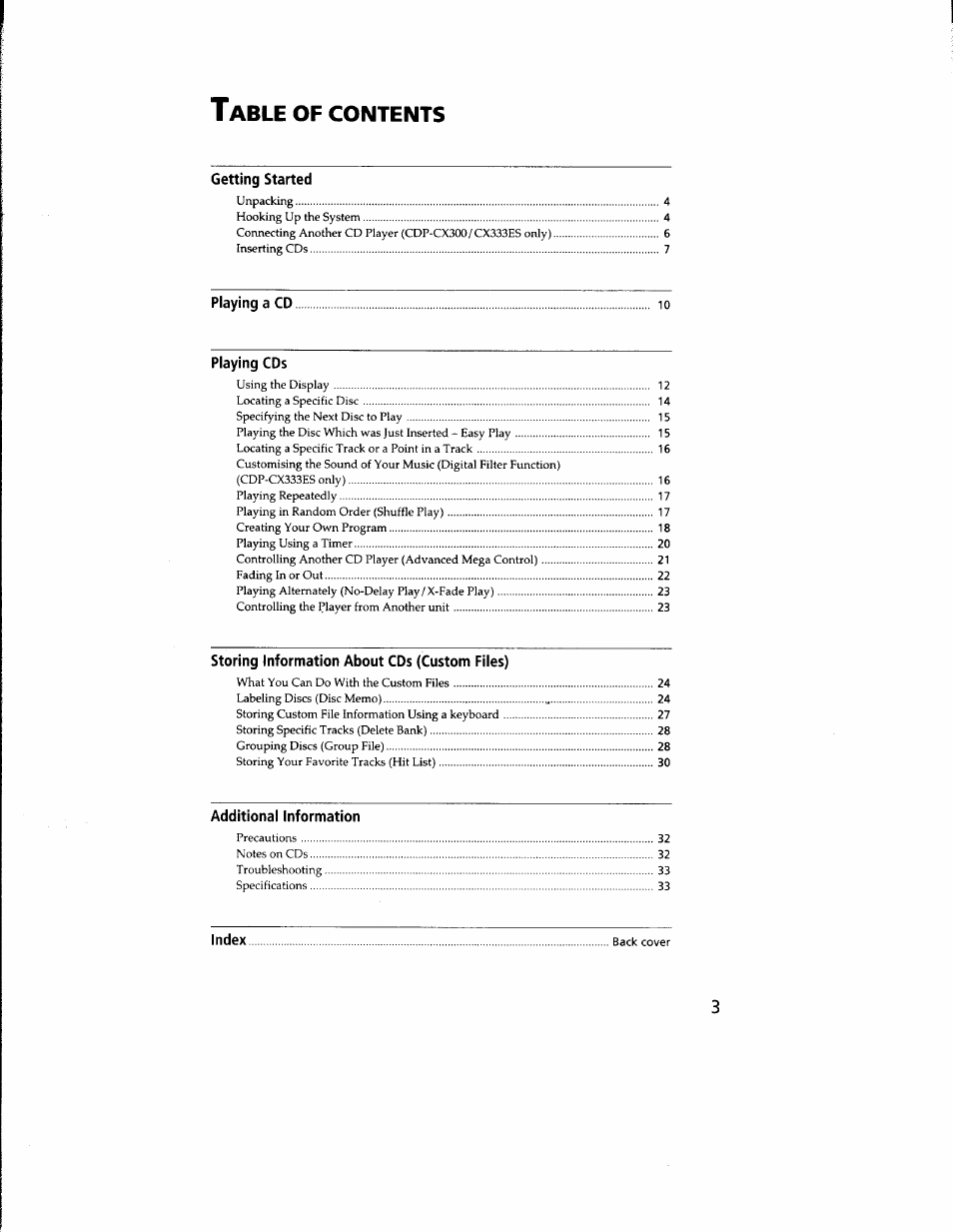 Sony CDP-CX300 User Manual | Page 3 / 34