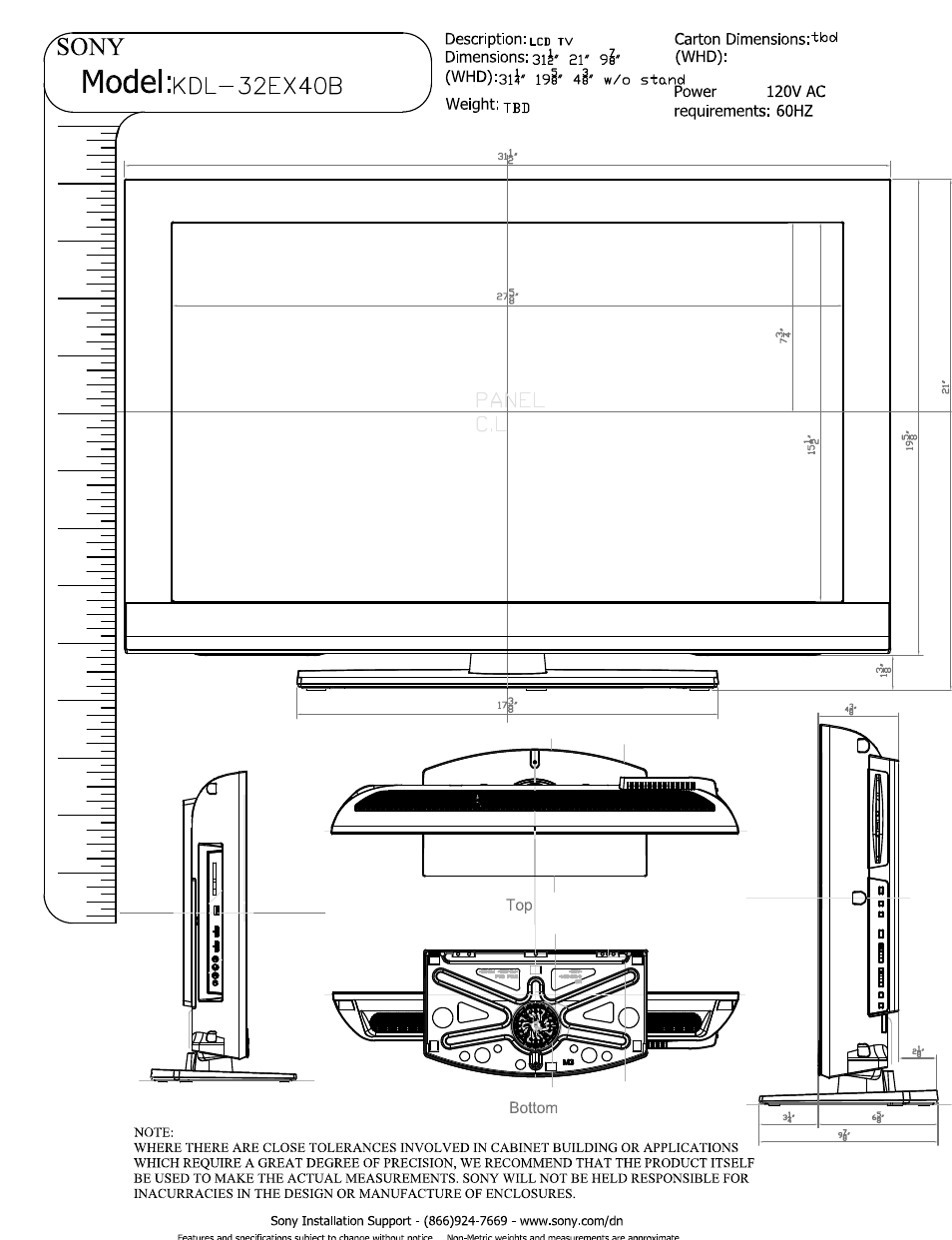Sony KDL-32EX40B User Manual | 2 pages